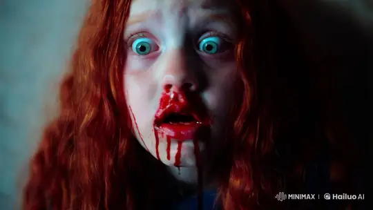 Tormented Face of a Red-haired Girl – AI Generated Video | Hailuo AI