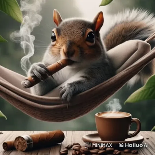 Laid-back Squirrel Smokes Cigar in Hammock – AI Generated Video | Hailuo AI