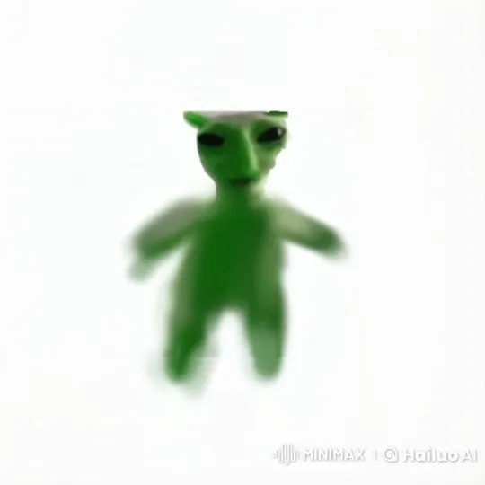 Green Alien Joyfully Dancing on White Background – AI Generated Video | Hailuo AI