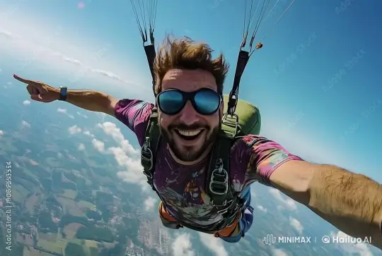 Joyful Skydiver with Dynamic Hair in Live2D Animation – AI Generated Video | Hailuo AI