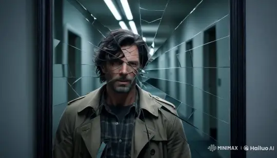 Distorted Reflection: A Man in an Antique Mirror – AI Generated Video | Hailuo AI