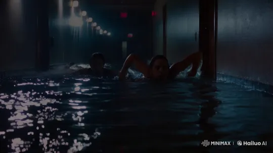 Ultra-Realistic Underwater Hallway Struggle Scene – AI Generated Video | Hailuo AI