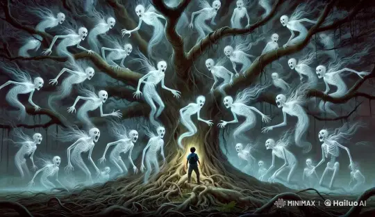 Haunted Forest: Boy Faces Ghostly Tree Specters – AI Generated Video | Hailuo AI
