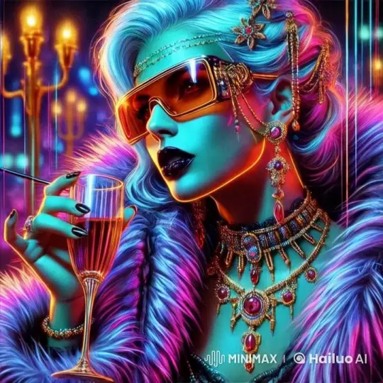 Luxurious Glamour: Woman Sips Champagne in Opulent Setting – AI Generated Video | Hailuo AI