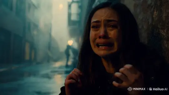 Woman's Agony in Dim Alley: A Cinematic Masterpiece – AI Generated Video | Hailuo AI