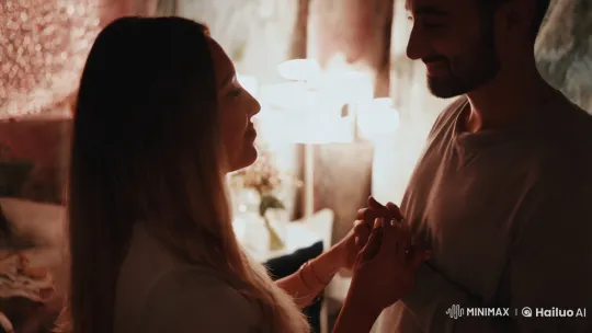 Couple's Intimate Moment in Artful, Minimalist Setting – AI Generated Video | Hailuo AI