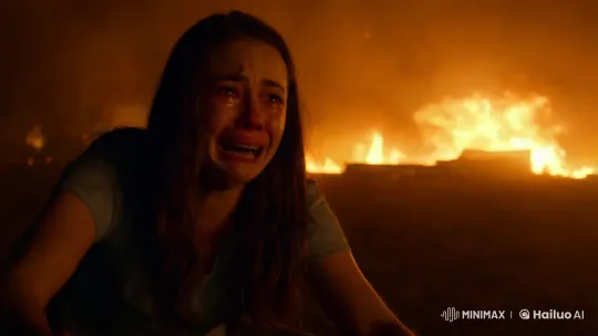 Woman in Distress Amidst Raging Fire – AI Generated Video | Hailuo AI