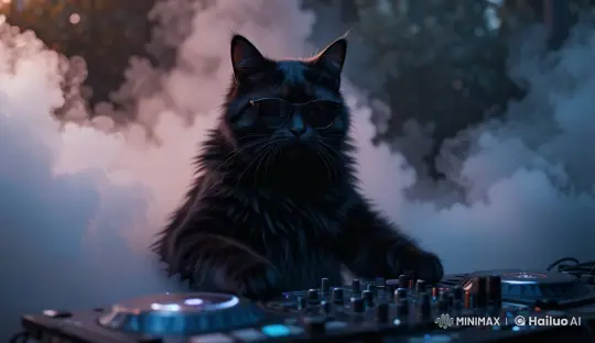 Cool DJ Cat: Live2D Animated Performance – AI Generated Video | Hailuo AI