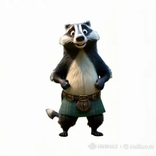 Animated Badger Expresses Emotions in White Background Video – AI Generated Video | Hailuo AI