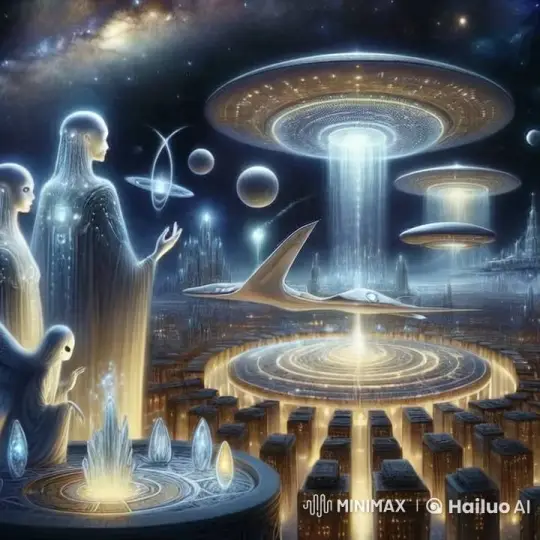 Pleiadian Arrival and Mothership Landing in Atlantis – AI Generated Video | Hailuo AI
