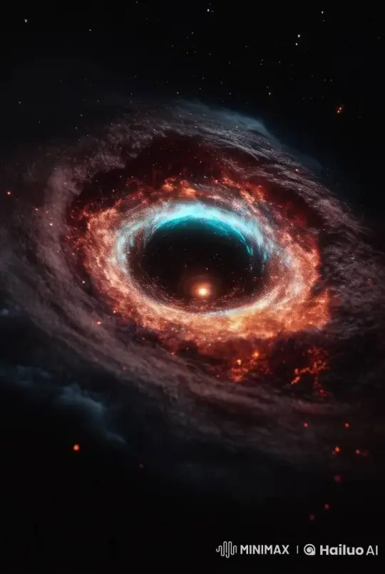 Dynamic Visualization of a Black Hole's Accretion Discs – AI Generated Video | Hailuo AI