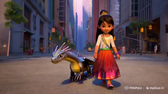 Aesthetic Short Film: Girl and Fantasy Dragon in Urban Fantasy World – AI Generated Video | Hailuo AI