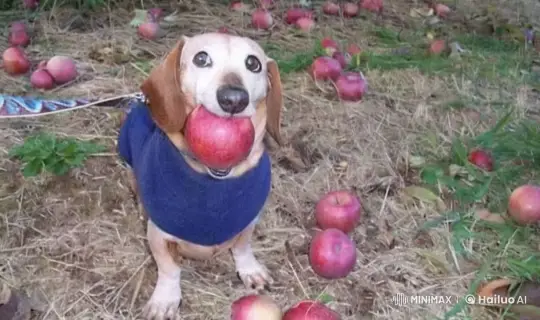 Dog with Apple Confronted by Shadowy Figures – AI Generated Video | Hailuo AI