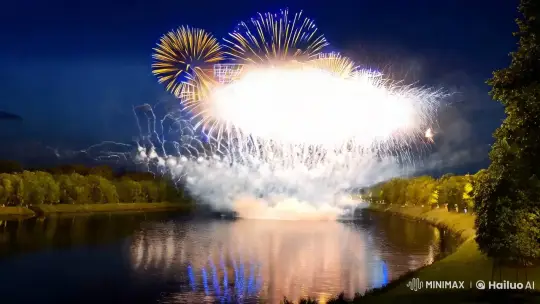 Vibrant Fireworks Display Symbolizing Hope and Joy – AI Generated Video | Hailuo AI