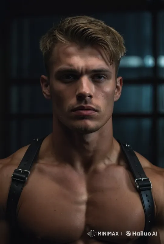 Athletic Man Showcases Physique in Dramatic Lighting – AI Generated Video | Hailuo AI