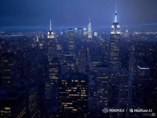 Nighttime Aerial View of Vibrant New York City – AI Generated Video | Hailuo AI