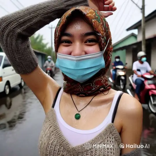 Cheerful Woman in Rainy Street Animation – AI Generated Video | Hailuo AI