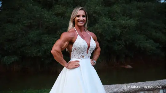Muscular Bride Showcases Steroid-Enhanced Bodybuilding Journey – AI Generated Video | Hailuo AI