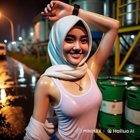 Young Woman in Hijab Under Streetlight - Live2D Animated Video – AI Generated Video | Hailuo AI