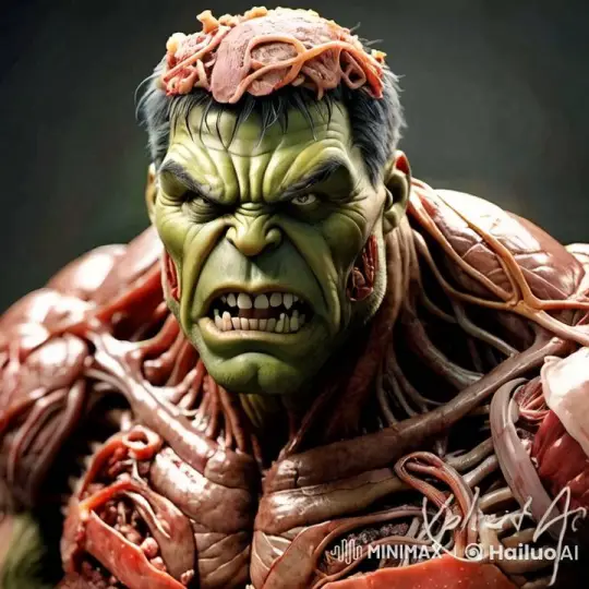 Mutation Horror: Close-Up of a Fierce, Grotesque Comic Character – AI Generated Video | Hailuo AI