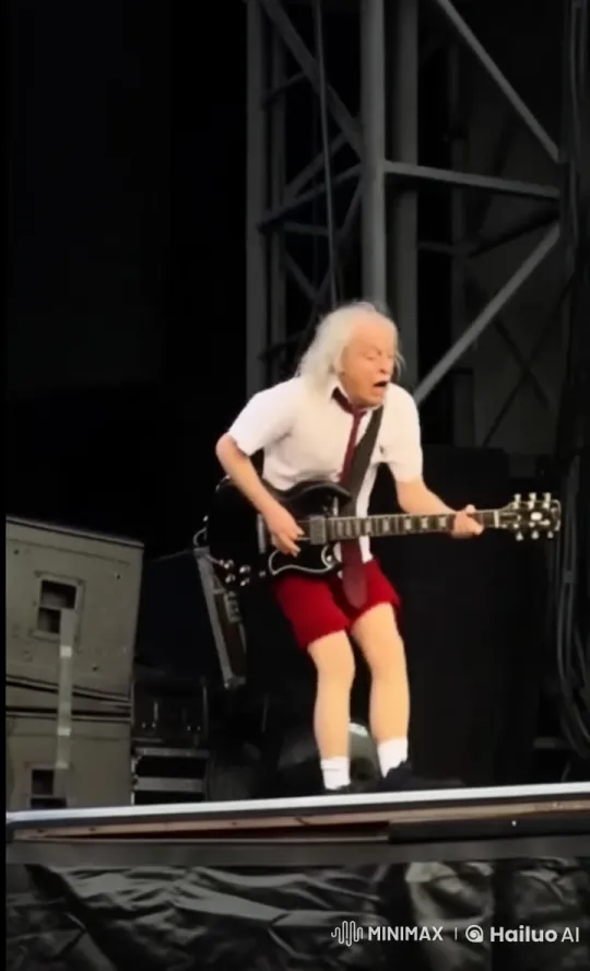 Energetic Guitarist Unexpectedly Collapses on Stage – AI Generated Video | Hailuo AI