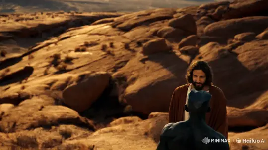 Jesus Confronts the Devil in Aesthetic Dusk Landscape – AI Generated Video | Hailuo AI