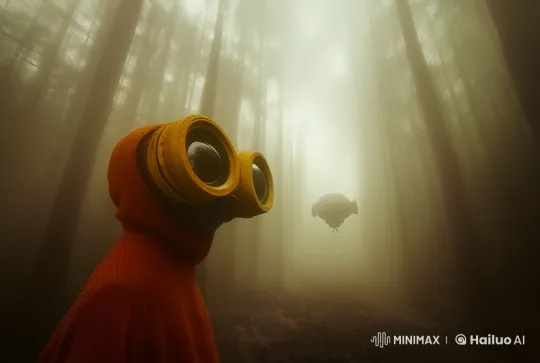 Mysterious Encounter in Foggy Forest with Drone – AI Generated Video | Hailuo AI