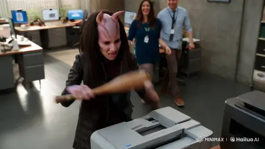 Alien Smashes Printer in Office Drama – AI Generated Video | Hailuo AI