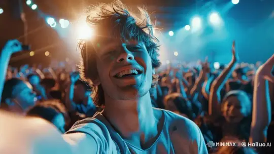 Live2D Young Man Enjoys Concert, Captures Crowd's Energy – AI Generated Video | Hailuo AI