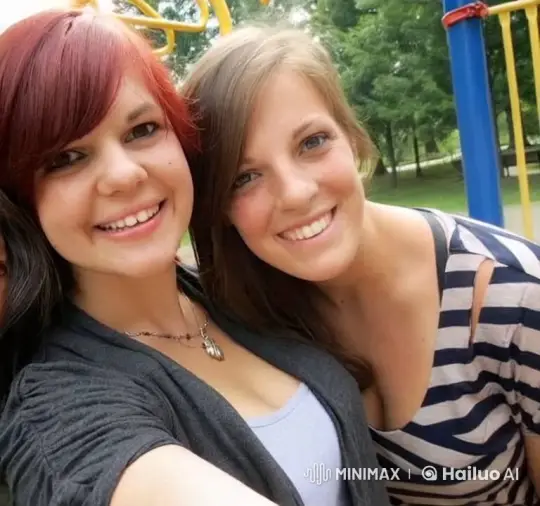 Two Women Confidently Remove Tops at Playground – AI Generated Video | Hailuo AI
