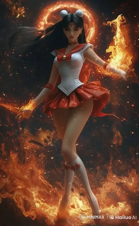 Sailor Mars Transformation and Battle in Live2D Animation – AI Generated Video | Hailuo AI