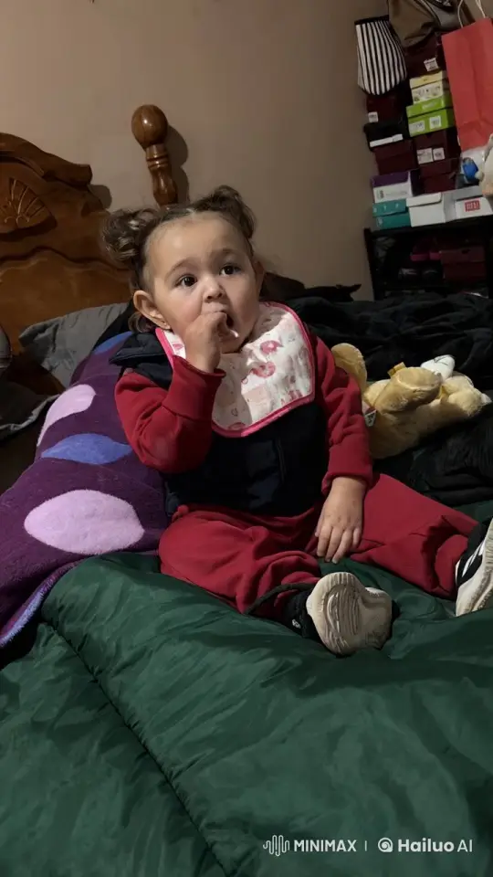 Child Enthusiastically Jumps on Bed, Surrounded by Teddy Bears – AI Generated Video | Hailuo AI