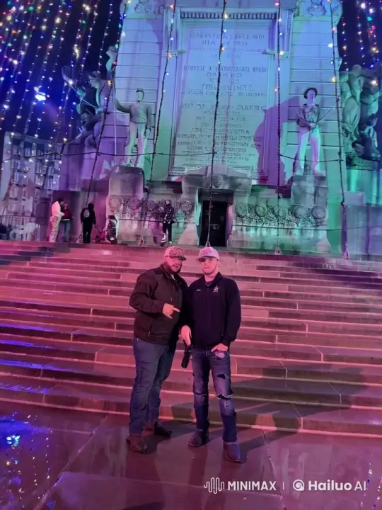Two Men's Playful Fight in Front of Monument – AI Generated Video | Hailuo AI