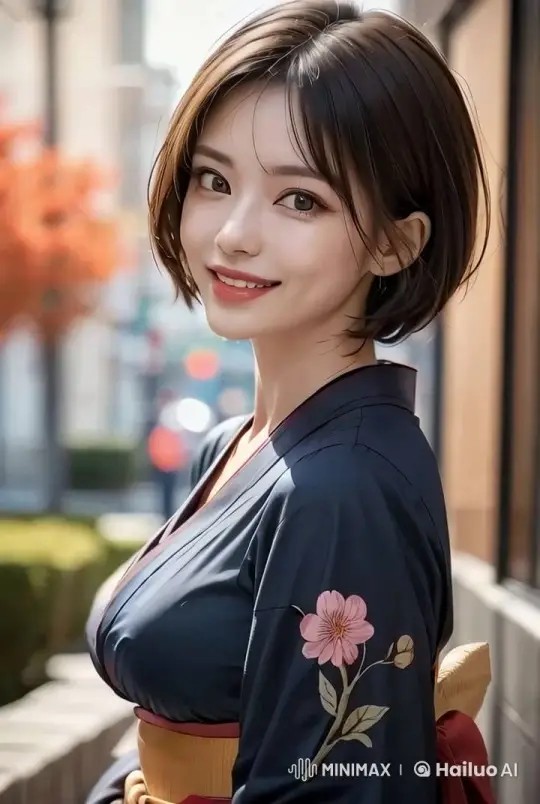 Japanese Actress Serenades in Autumnal Kimono – AI Generated Video | Hailuo AI