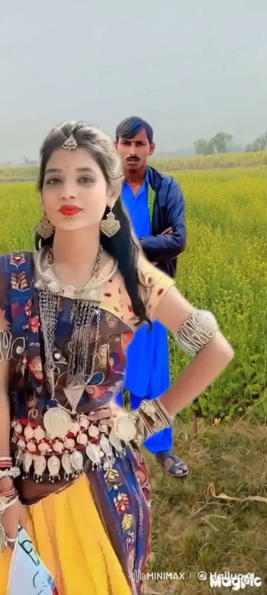 Traditional Attire and Serenity in Mustard Field – AI Generated Video | Hailuo AI