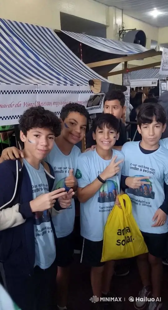 Boys in Light Blue Shirts Enjoying a Fair – AI Generated Video | Hailuo AI