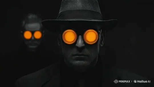 Mysterious Figures in Dim Light with Orange Goggles – AI Generated Video | Hailuo AI