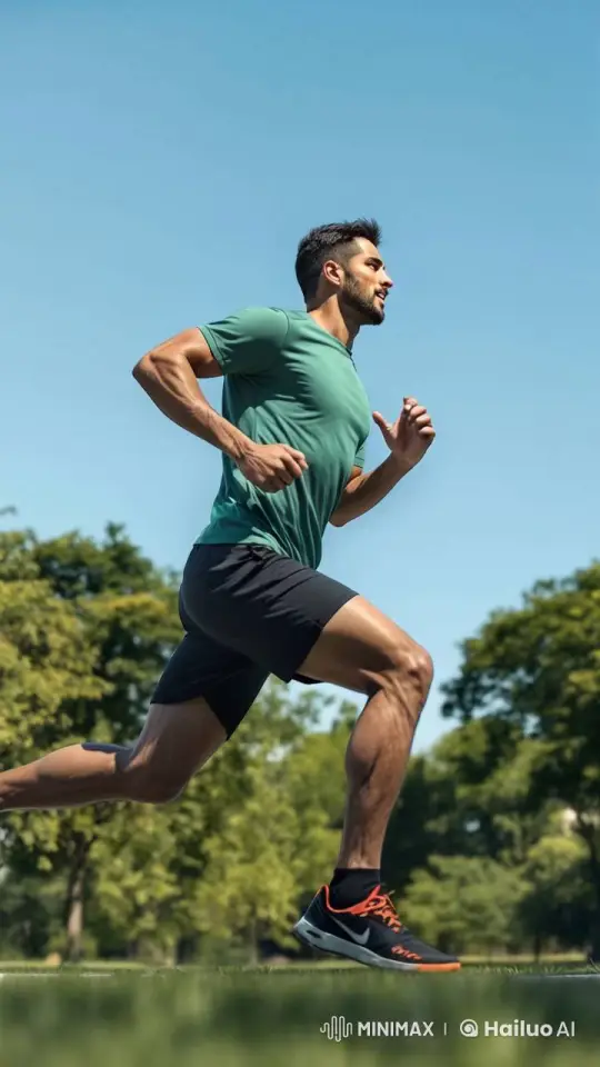 Determined Runner in Serene Park Setting – AI Generated Video | Hailuo AI