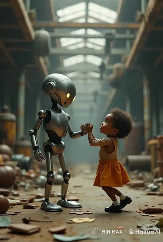Robot and Child Dance as Popcorn Rains from the Sky – AI Generated Video | Hailuo AI