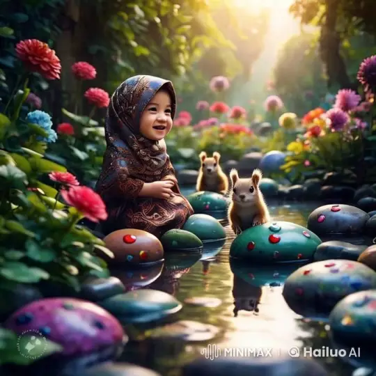 Joyful Child and Squirrels in Enchanted Garden – AI Generated Video | Hailuo AI