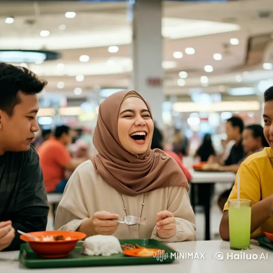 Joyful Friends Celebrate New Year in Live2D Food Court – AI Generated Video | Hailuo AI