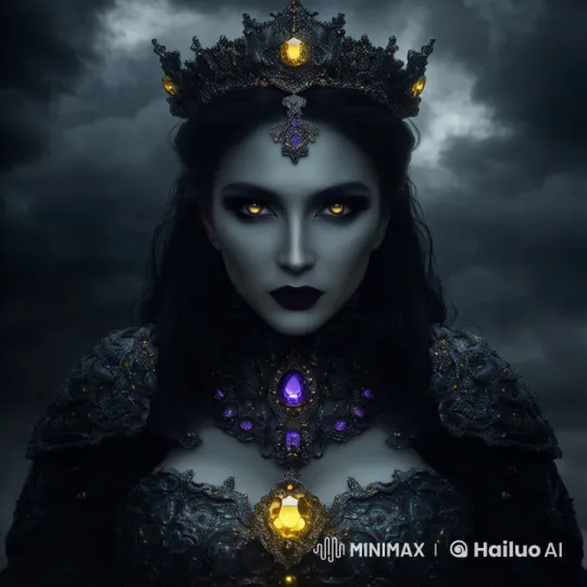 Dark Queen in Baroque Armor Amid Stormy Sky – AI Generated Video | Hailuo AI