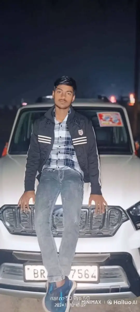 Young Man Sitting on Car Hood at Night – AI Generated Video | Hailuo AI