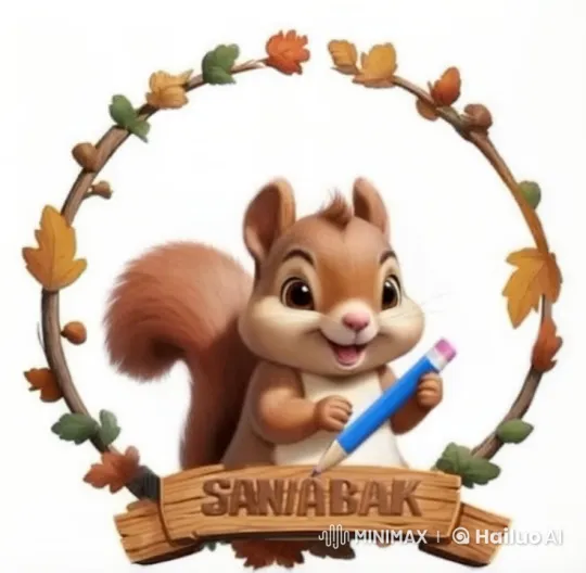 Charming Squirrel with Blue Pencil in Autumn Frame – AI Generated Video | Hailuo AI