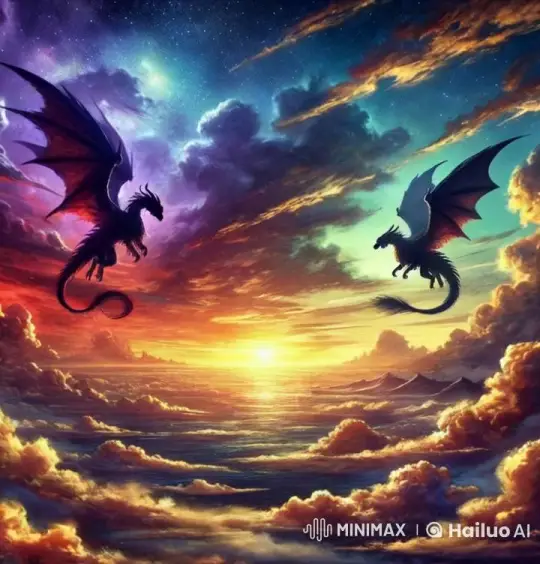 Dragons Battle in Sky with Elemental Clash – AI Generated Video | Hailuo AI