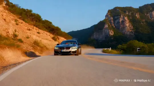 BMW Car Drifts Through Mountainous Landscape – AI Generated Video | Hailuo AI