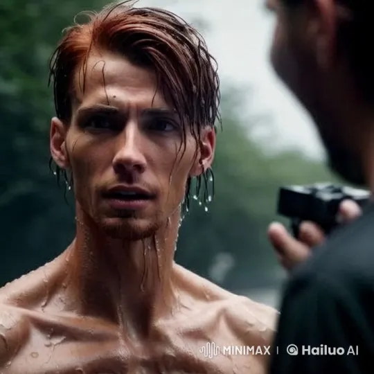 Man Impaled by Mystical Crystal in Rainy Landscape – AI Generated Video | Hailuo AI