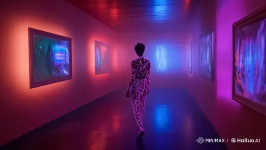 Surreal Model in Luminous Art Installation – AI Generated Video | Hailuo AI
