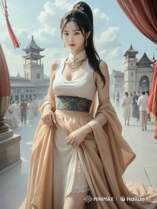 Traditional Attire Girl Surprised by Ancient Chinese General's Arrival – AI Generated Video | Hailuo AI