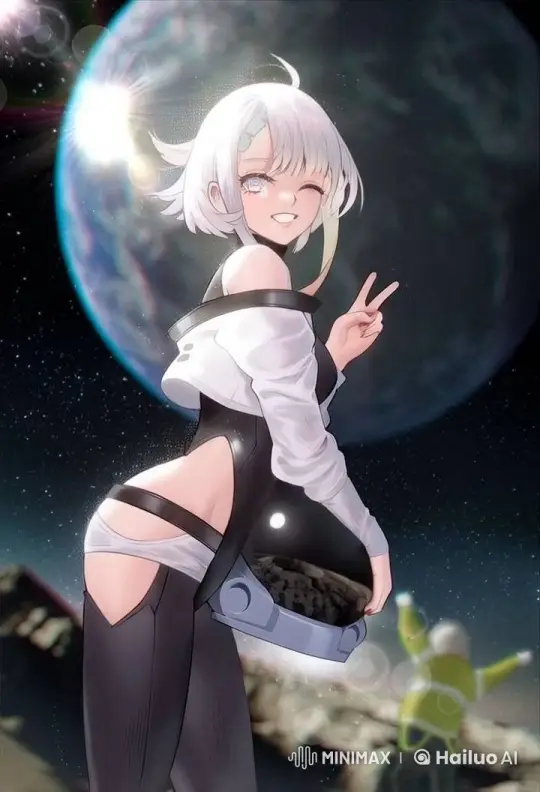 Anime Character in Futuristic Space Scene with Peaceful Expression – AI Generated Video | Hailuo AI